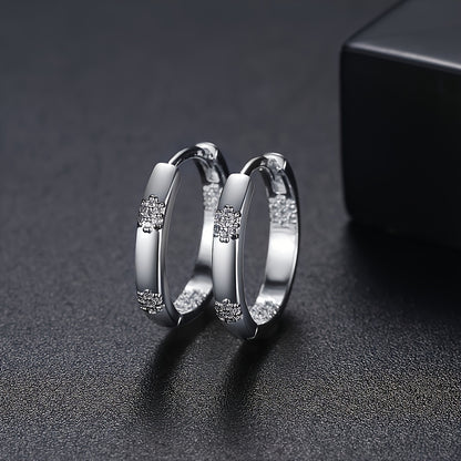 1 Pair Elegant Huggie Hoop Earrings Inlaid Zirconia Stud Earrings Fashion Jewelry For Women