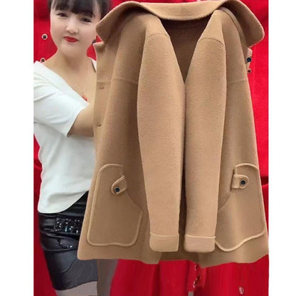 Premium Woolen Coat - Women's Loose Fit Short Jacket