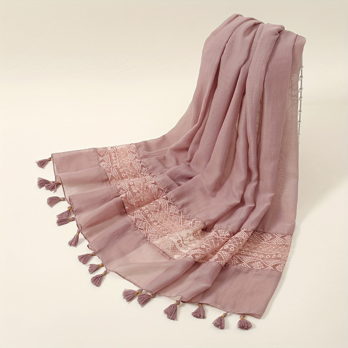 Embroidery Hollow Lace Tassel Scarf Fashion Elegant Casual Cold Weather Scarves Wraps For Women for eid