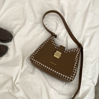 Houndstooth Crossbody Shoulder Bag Under Arm