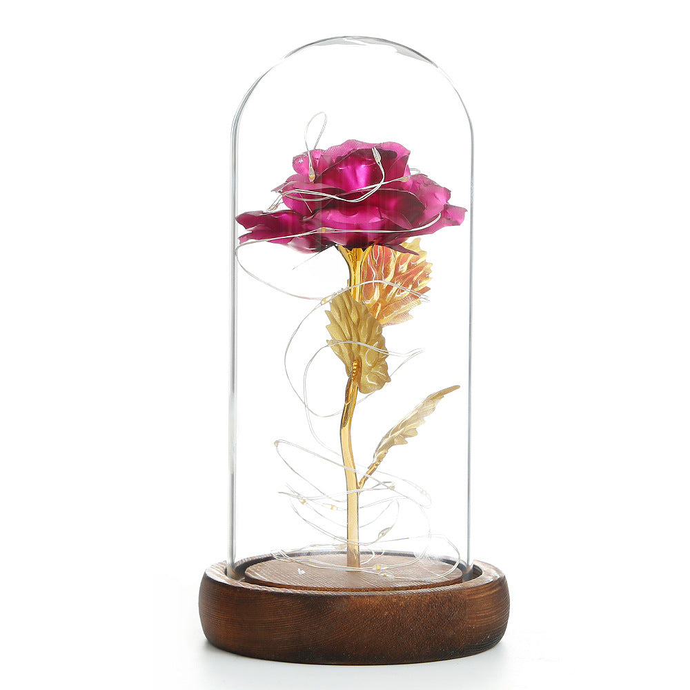 Valentine's Day Gift Simulation Gold Foil Rose Lamp Glass Cover Ornaments Color Box Packaging