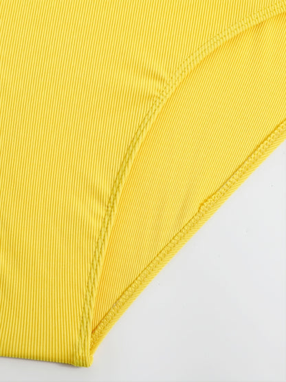 One Shoulder Cut Out Bathing Suit, Ring-Linked Asymmetrical Neck High Cut Bathing Suit, Women's Swimwear & Clothing