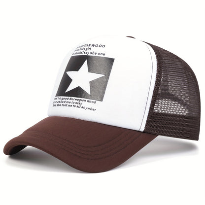 1pc Pentagram Breathable Baseball Cap Mesh Cap