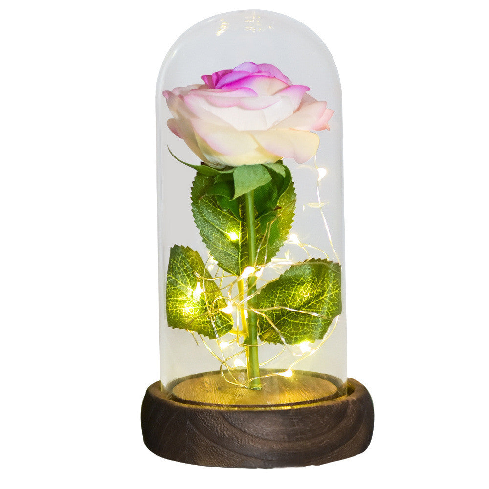 520 Valentine's Day Gift Eternal Life Emulational Rose Flower Glass Cover DIY