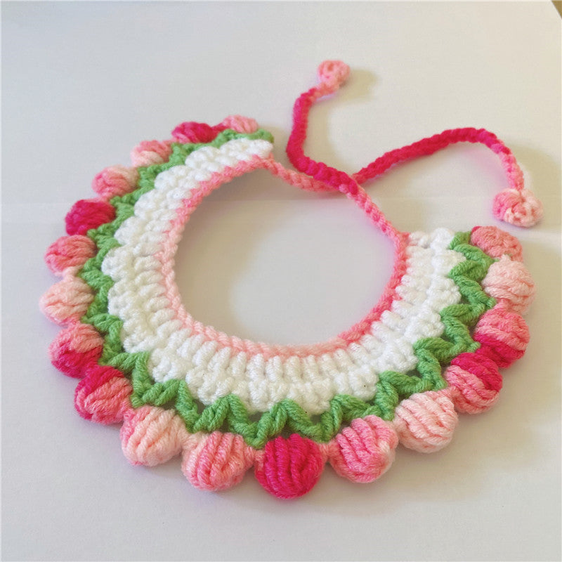 Gradient Color Wool Woven Pet Collar Saliva Towel