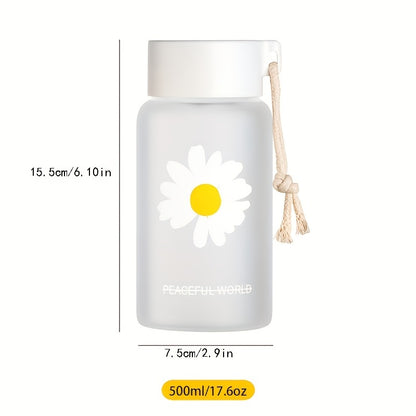 1pc Creative Daisy Frosted Plastic Water Bottle - 17.60oz Transparent Gift Bottle for Healthy Hydration