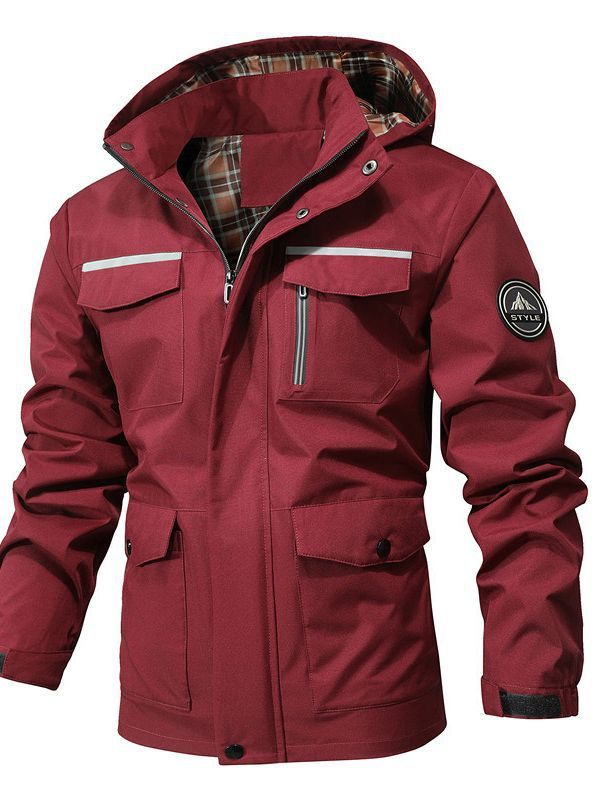 Lässiger, atmungsaktiver, mittellanger Trenchcoat mit Kapuze für Herren