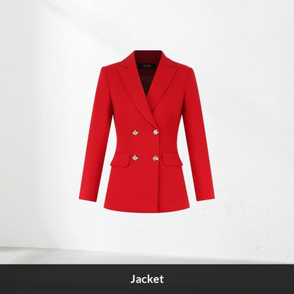 Professional Suit Set Womens Red Fashionable