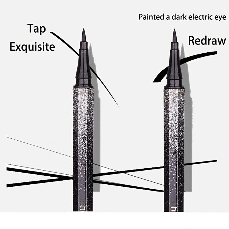 1pc Long-Lasting Waterproof Black Starry Sky Eyeliner Pen with Sponge Tip - Smooth and Quick-Drying for Beautiful Eye Makeup