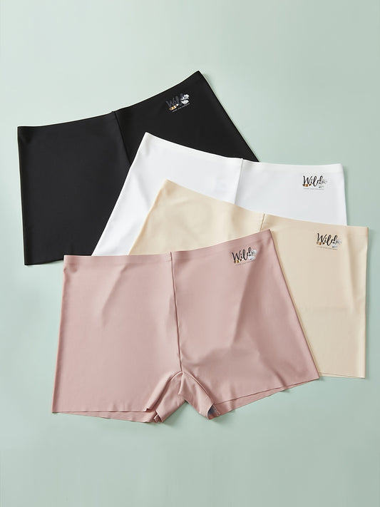 4 Pack Women's Plus Size High Rise Solid Seamless Panties - Medium Stretch, Elegant Design - For Women Seeking Comfort & Support - Perfect for Everyday Wear