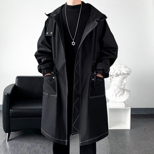 Men's Mid-Length Trench Coat - Spring Autumn Waterproof Jacket