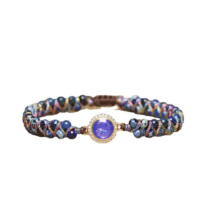 Retro Opal Natural Stone Bracelet, Double-layer Braided And Adjustable