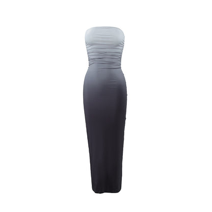 Summer Slim-fit Sexy Strapless Ombre Midi Dress