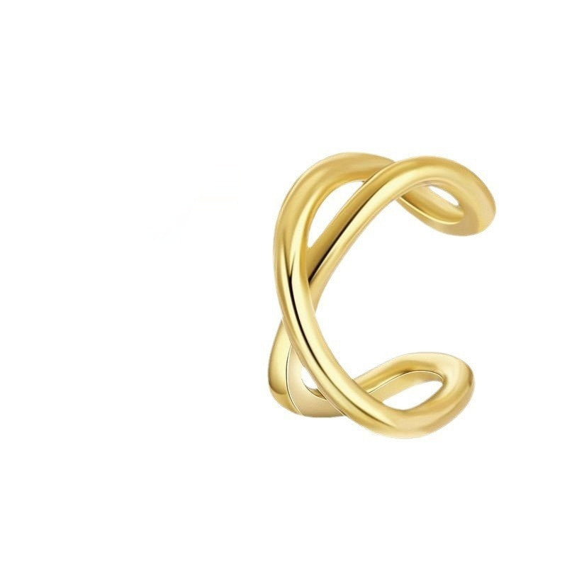 S925 Sterling Silver Geometric Cross Ear Clip - Korean Style Unisex Earring