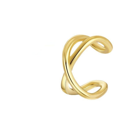 S925 Sterling Silver Geometric Cross Ear Clip - Korean Style Unisex Earring