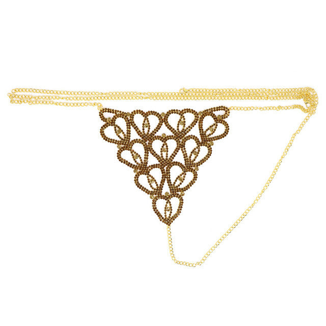 Accessories Rhinestone Claw Chain Body Chain Heart Shaped Sexy Bikini Panties
