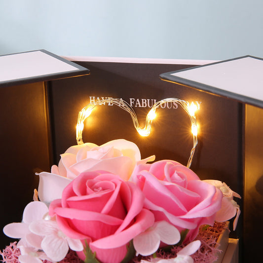 Mothers Day Gift Double Door Rose Gift Box Jewelry Creative Decorate Boxs