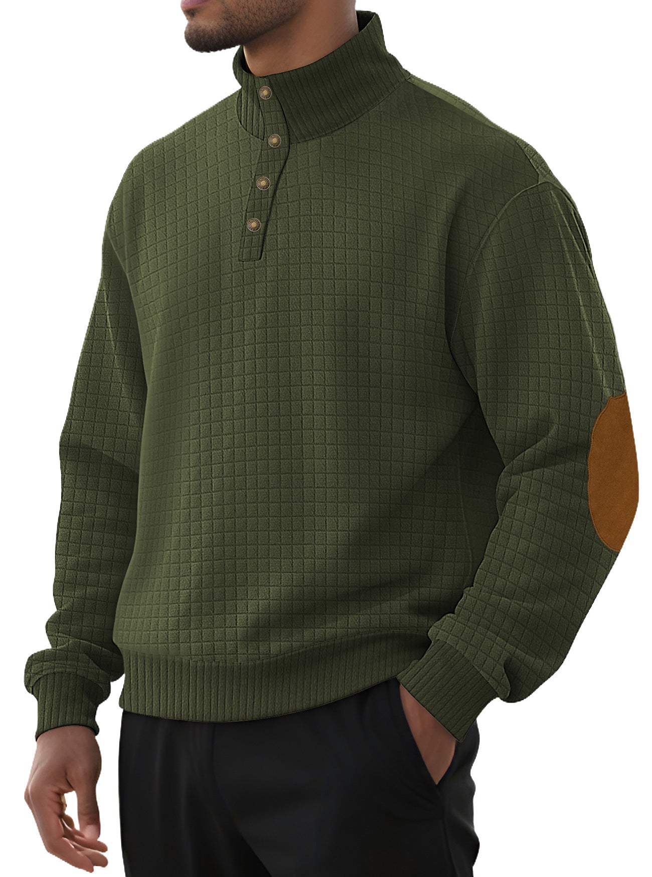 Casual Sports Men's Jacquard Small Plaid Stand Collar Long-sleeved Sweater