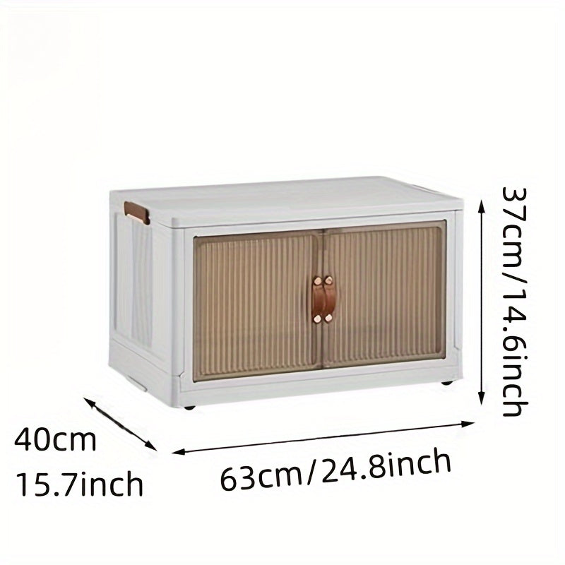 1pc Rectangle Storage Box with Lids, Plastic Waterproof Collapsible Organizer on Wheels, Magnetic Closure Multipurpose Container for Home & Kitchen Storage