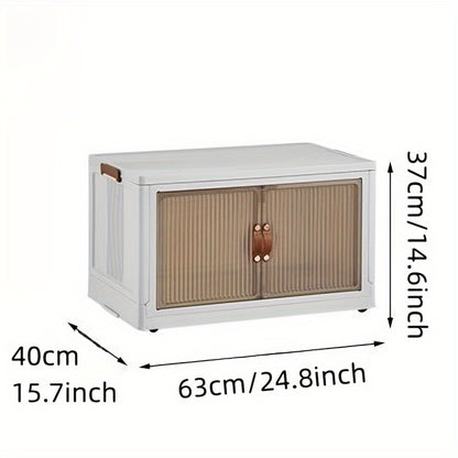 1pc Rectangle Storage Box with Lids, Plastic Waterproof Collapsible Organizer on Wheels, Magnetic Closure Multipurpose Container for Home & Kitchen Storage