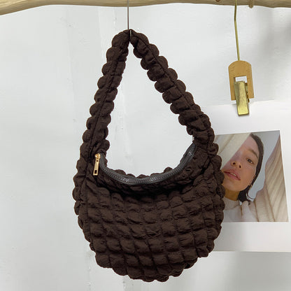 Women's Fashion Casual Solid Color Pleated Clouds Underarm Bag