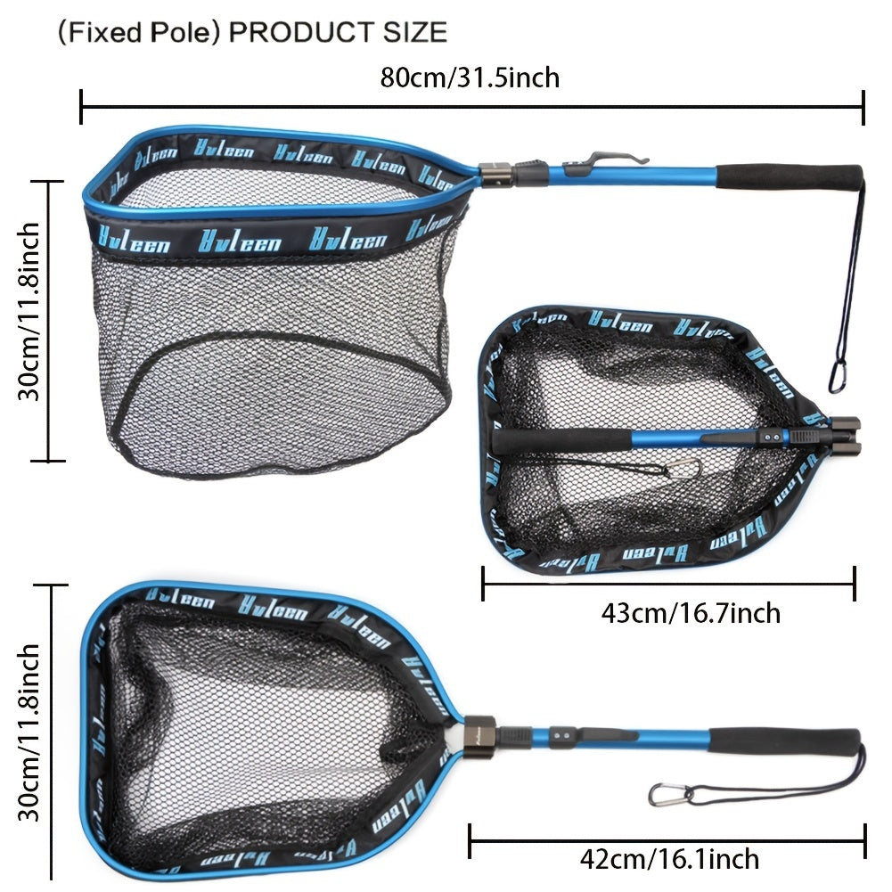 YVLEEN Professional Fishing Landing Net - Rubber Coated, Foldable & Floating Design for Bass, Trout, Salmon & Steelhead