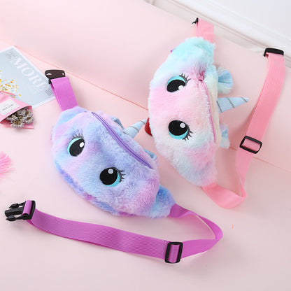 Cartoon Plush Shoulder Bag Little Girl Cute Big Eyes Waist Bag Kindergarten Children Messenger Bag Chest Bag