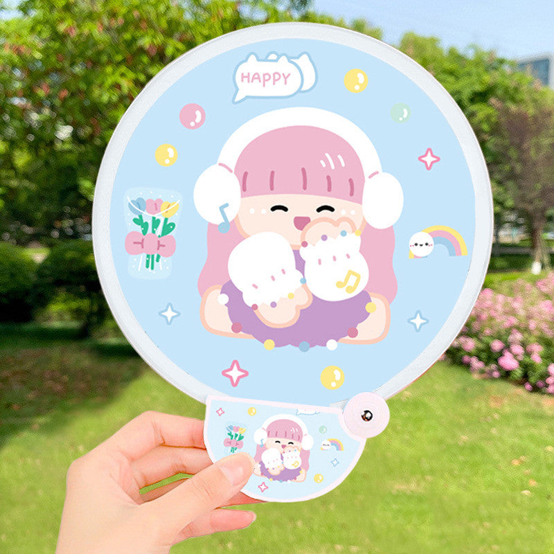Portable Fan, Children's Heart, Children's Day Gift, Folding Fan With Handle