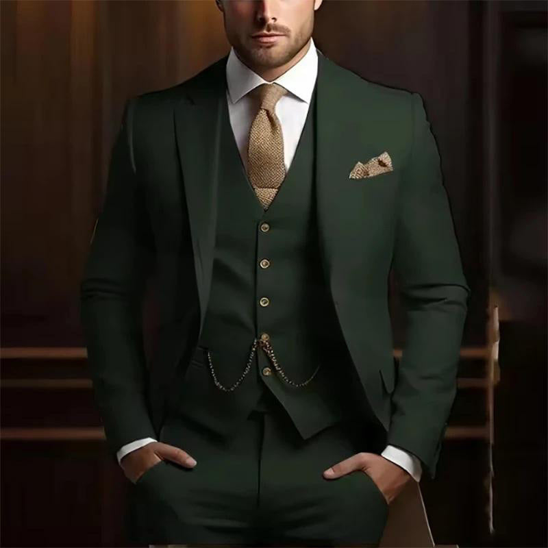 Men's Slim Fit Three-Piece Suit - Jacket, Vest & Trousers Set