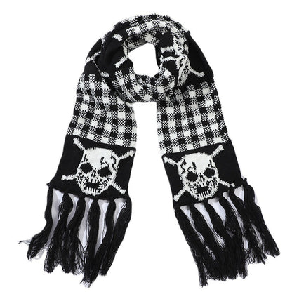 Thickened Thermal Knitted Scarf With Skull Design
