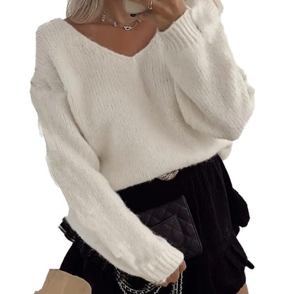 Fashionable And Comfortable Women's Sweater With A Dropped Shoulder Design