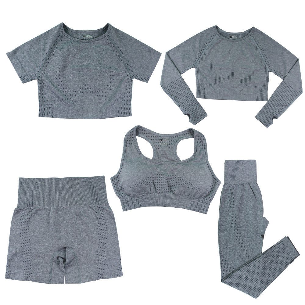 Women's Fashion Dot Fitness Yoga Outfit Five-Piece Set