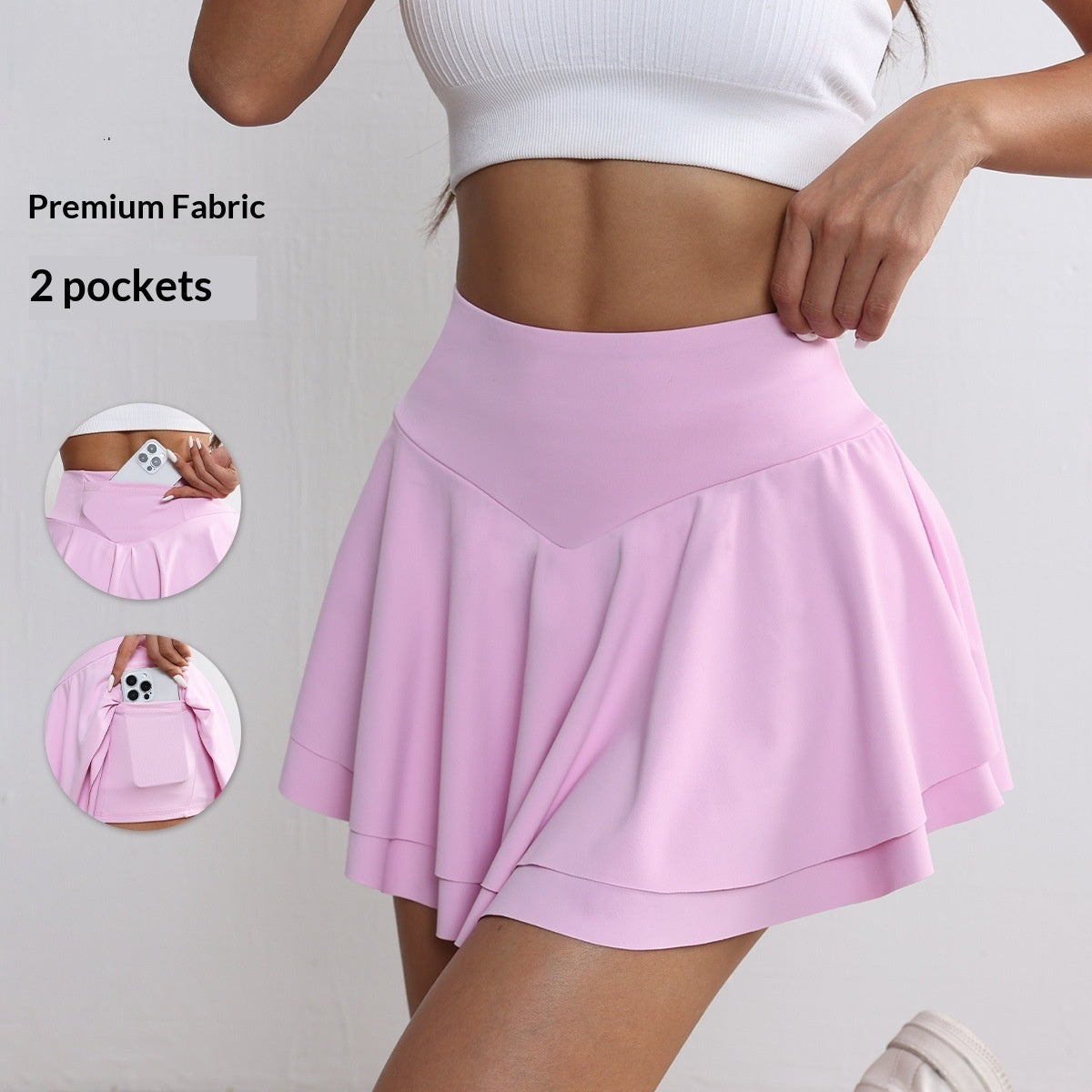 High-waisted Belt With Pockets Faux Two-piece Design