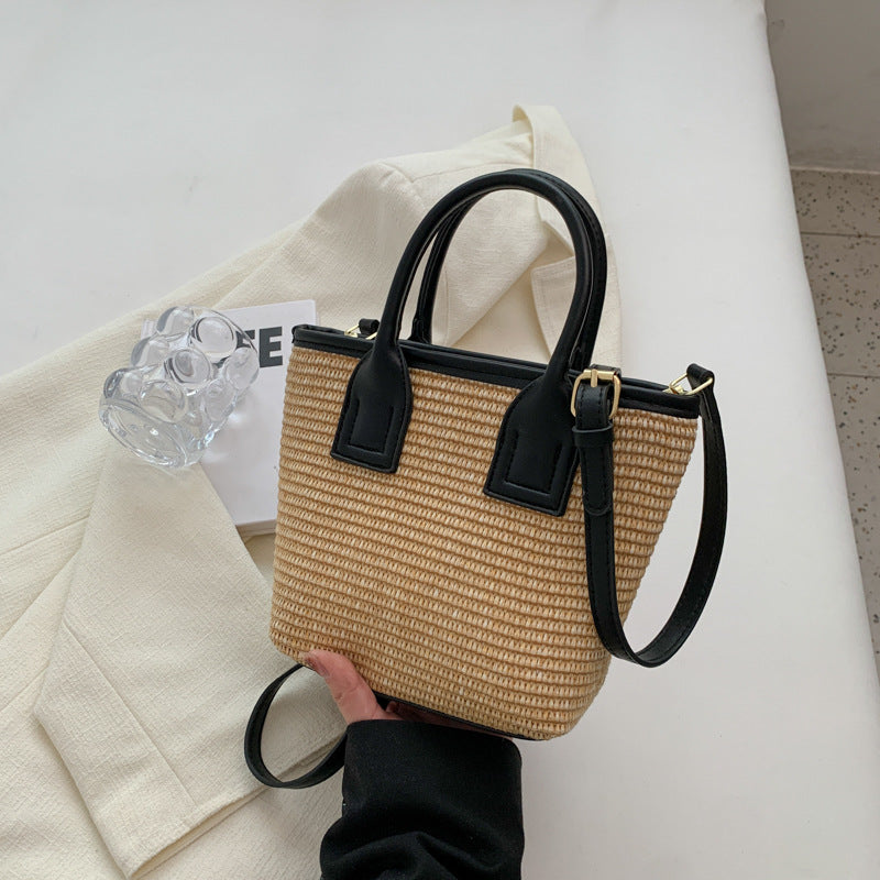 Women's Straw Woven High-grade Portable Bucket Bag