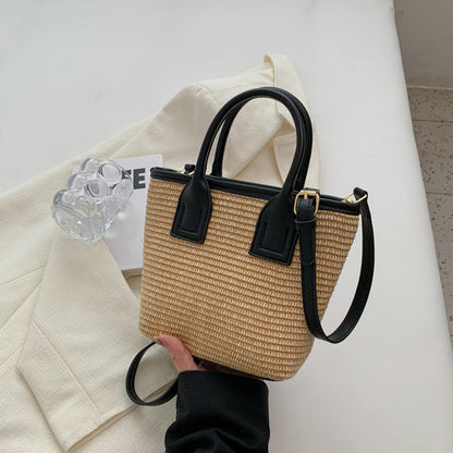 Women's Straw Woven High-grade Portable Bucket Bag