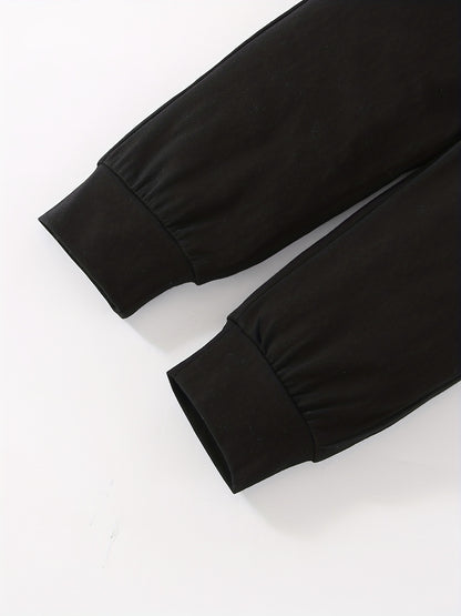 Girls' Fashion Set: Heart Print Round Neck Short Sleeve T-Shirt & Sweatpants 2pcs Casual Cotton Outfit, Perfect for Outdoor