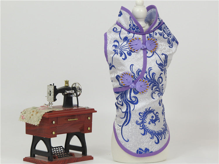 Pet Spring Summer And Autumn Clothes Tang Suit Brocade Cheongsam