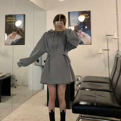 Stylish Women's Loose-fit Laid-back Hoodie Dress