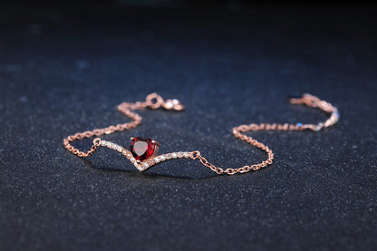 Natural heart shaped red pomegranate bracelet