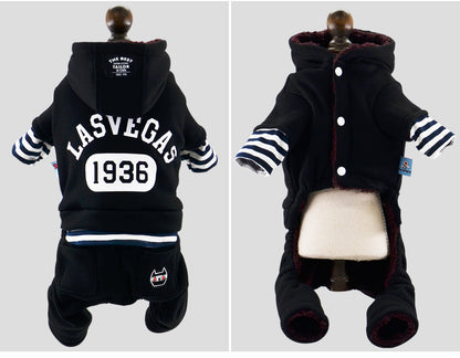 Dog Winter Thick Striped Fake Two-piece Suit
