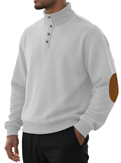 Casual Sports Men's Jacquard Small Plaid Stand Collar Long-sleeved Sweater