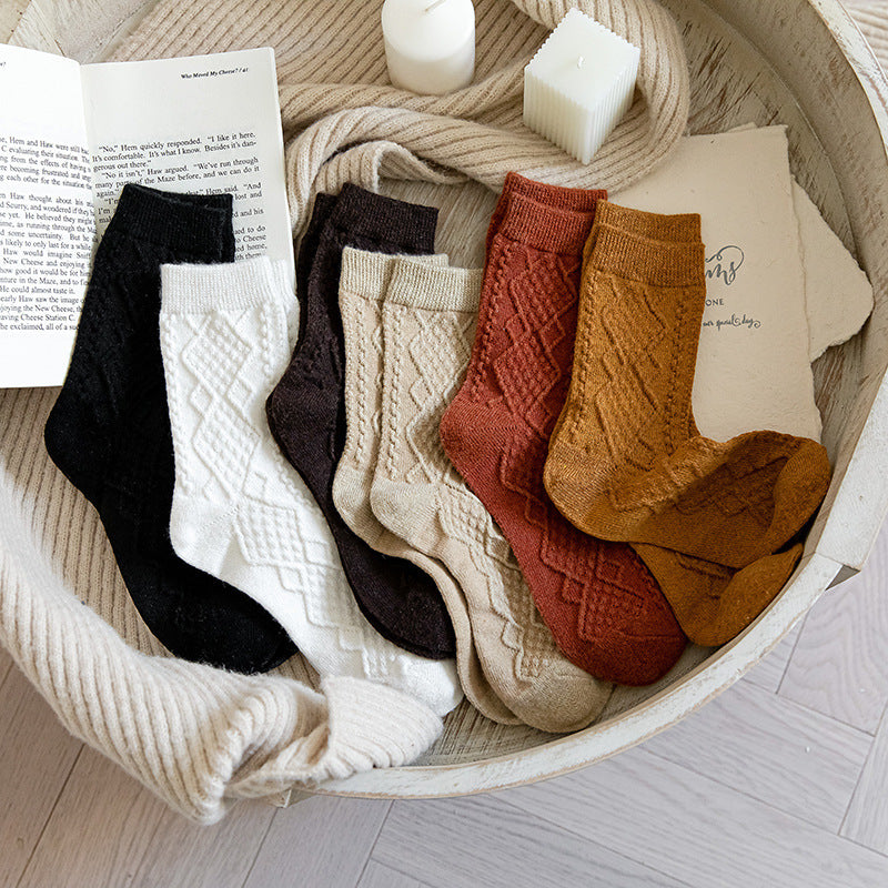 Solid Color Fashion Warm Classic Pattern Wool Socks
