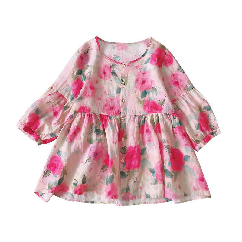Doll-collar Top Summer New Arrival Loose-fit Vintage Puff-sleeve Blouse
