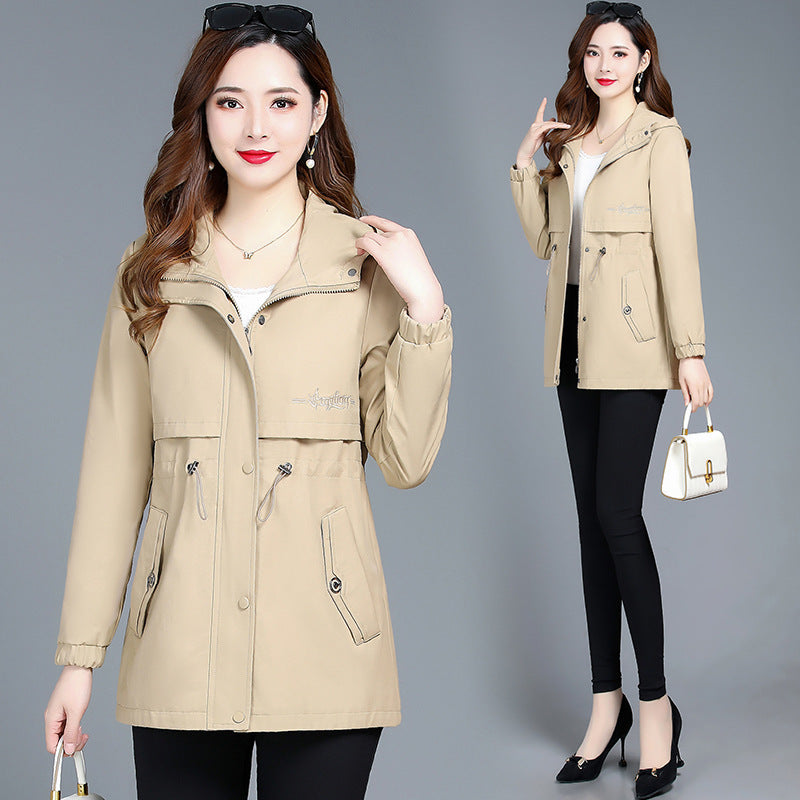 Women's Mid-length Hooded Trench Coat