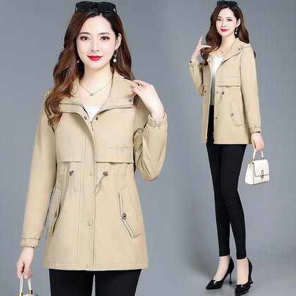Women's Mid-length Hooded Trench Coat