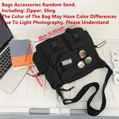 1pc Large Capacity Mens Nylon Messenger Bag - Durable & Spacious Shoulder Bag for Students & Professionals - Comfortable Strap, Ideal School or Work Bag