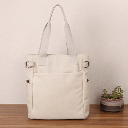 Casual Retro One-shoulder Hand-held Tote Canvas Bag For Women