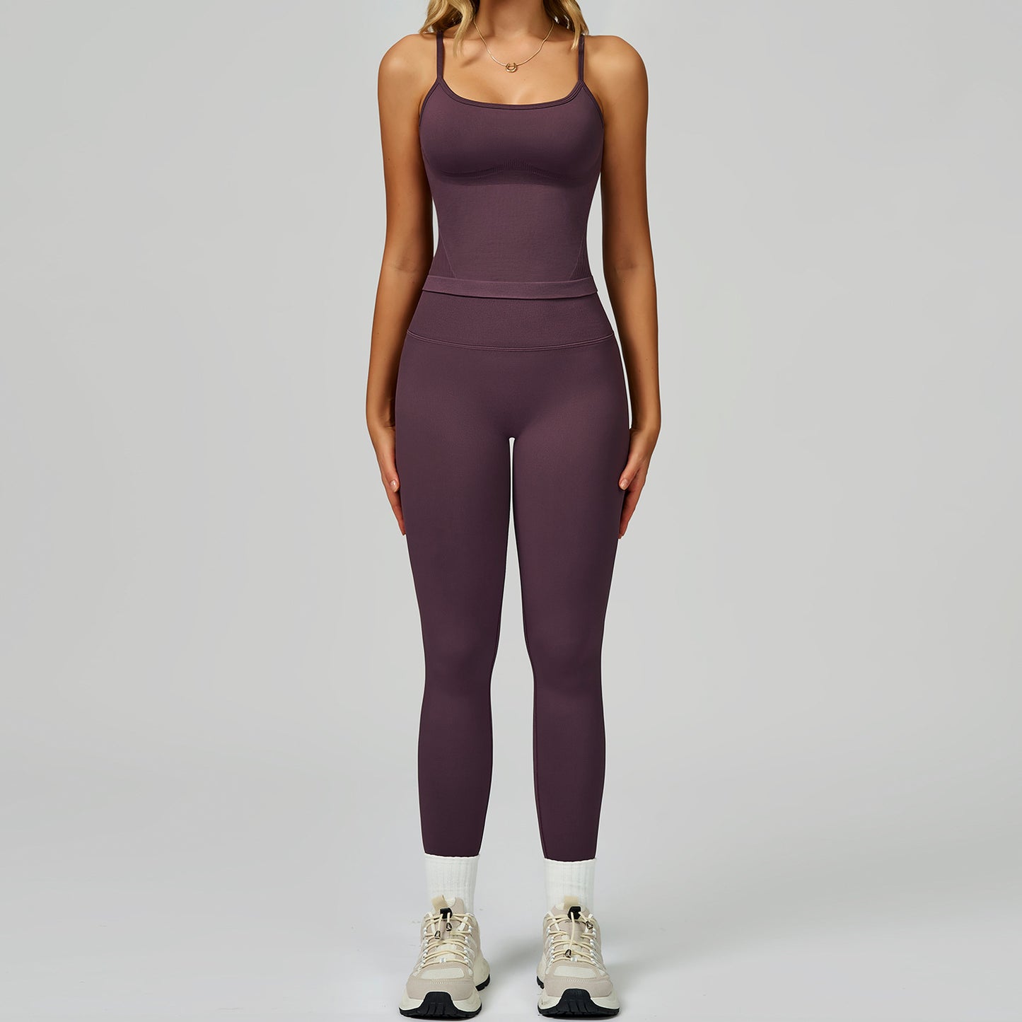 Women's Vest And Pants Color-blocking Yoga Set
