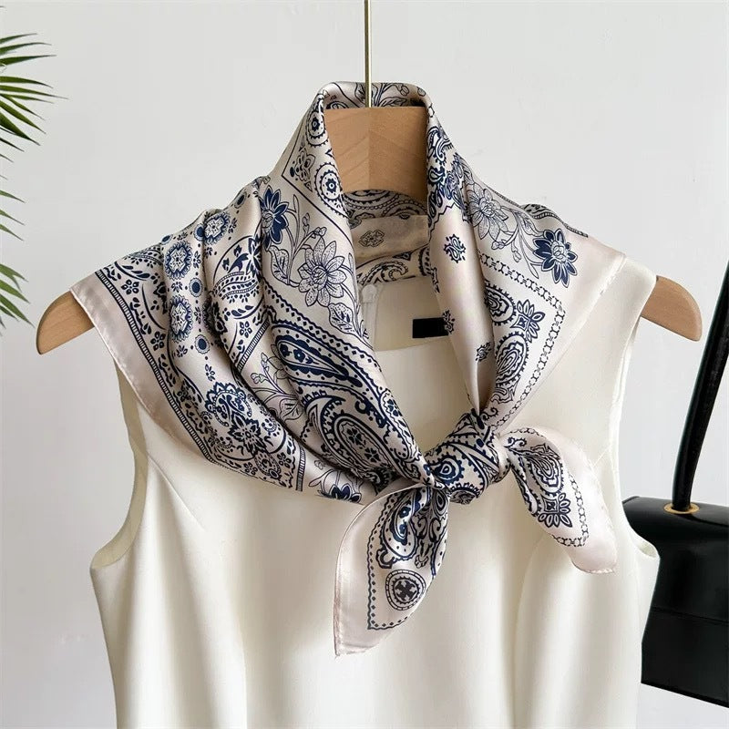Women's Retro Printed Korean-Style Fashionable All-Match Professional Silk Scarf