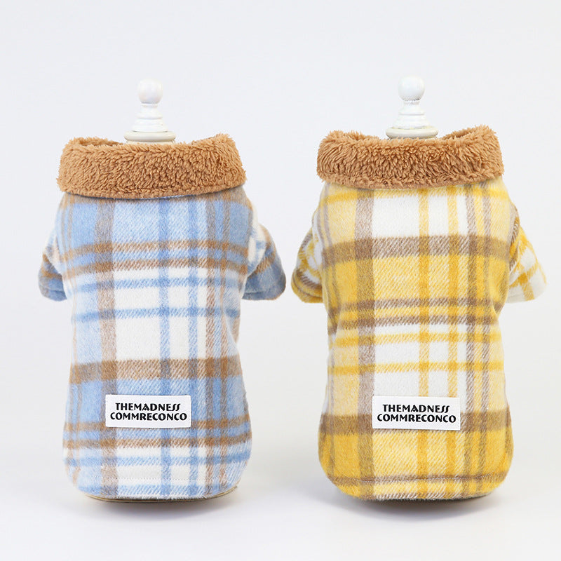 Pet plaid two-leg cotton coat